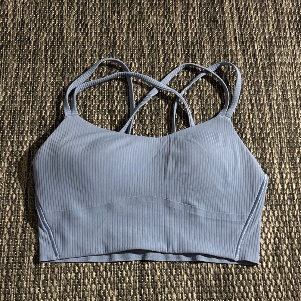 Lululemon Like a Cloud Ribbed Longline Bra B/C *Light Support Blue Willow Size 2